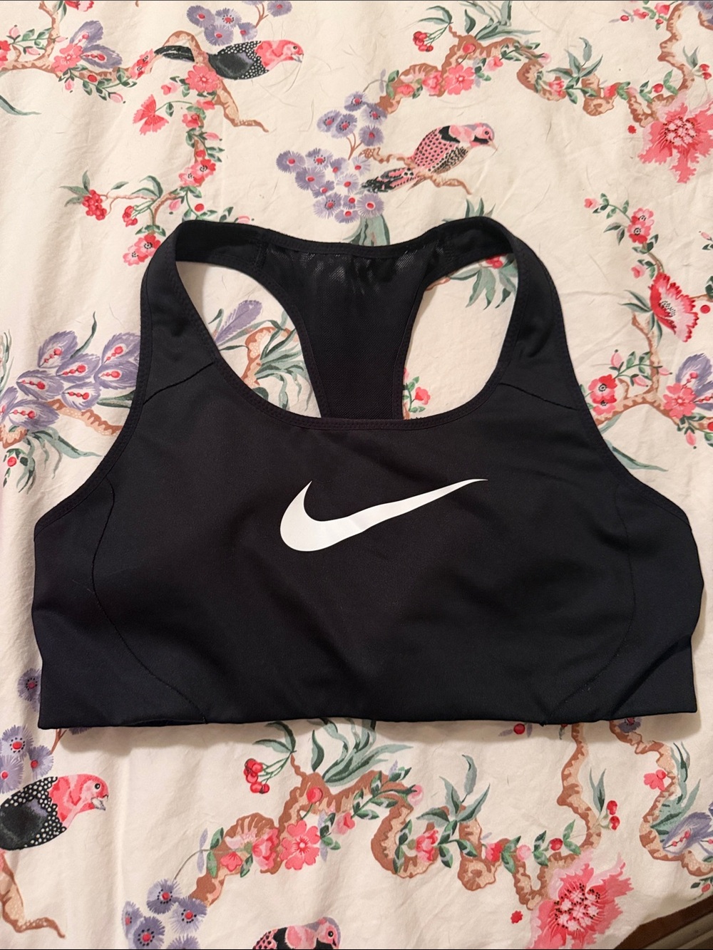 Nike Black Sports Bra with White Swoosh - Racerback Dri-FIT Style